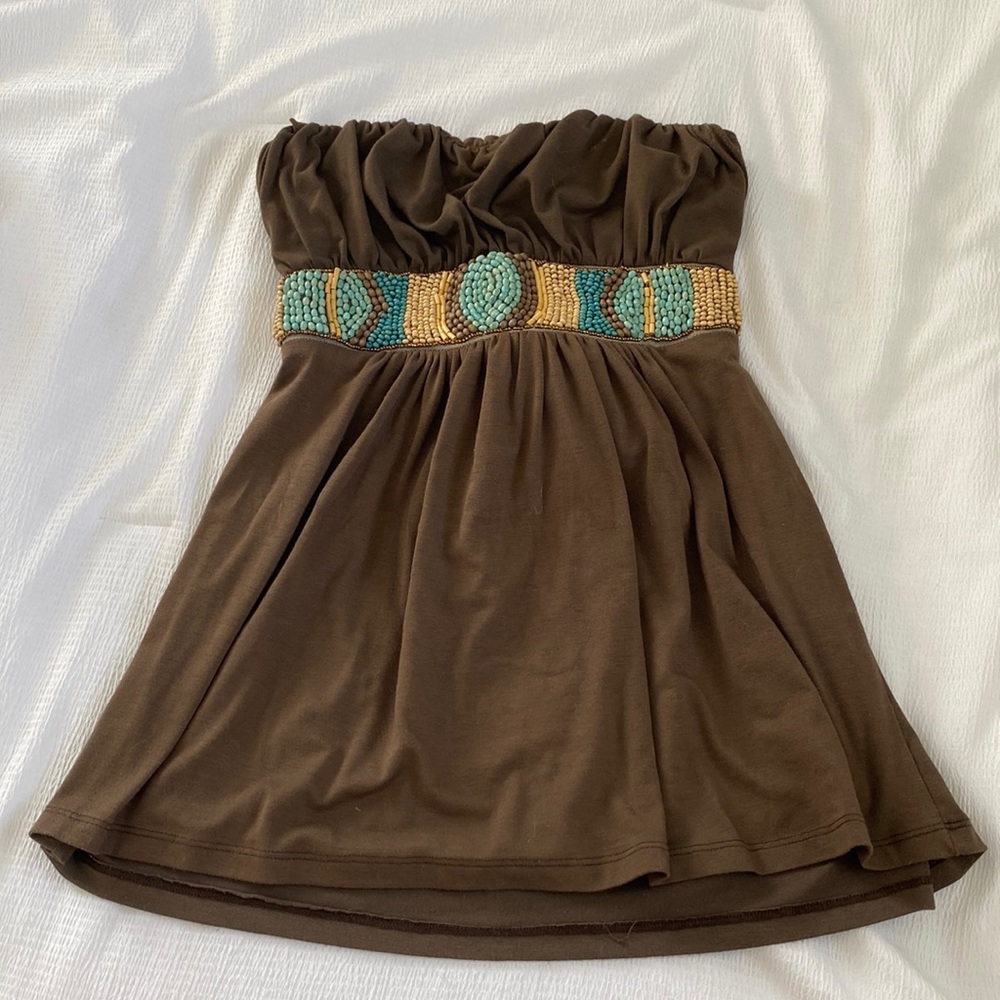 M vintage wetseal brown beaded babydoll tube top